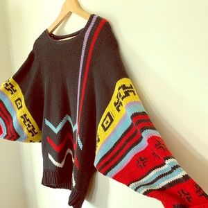 Oversized color block vintage sweater